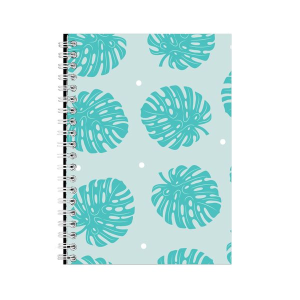 Blue Leaf A5 Notebook Spiral and Lined Summer Cats Graphic Notepad Gift134