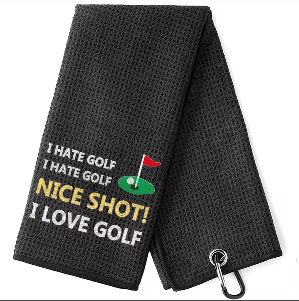 Golf Towel Black - I Love Golf