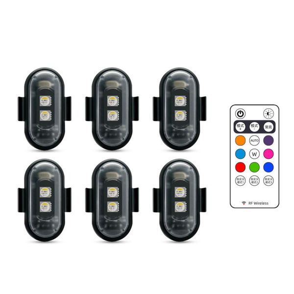 6PCS Led Aircraft Strobe lights Motorcycle Wireless Warning Lights