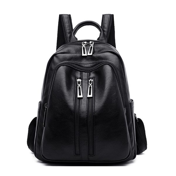 Soft PU Leather Youth Medium Backpack Shouder Travel Bag with Pendant -4