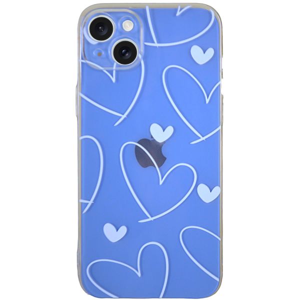 Clear - Phone Case with Big White Hearts &amp; Pro Camera - Iphone 14 Plus