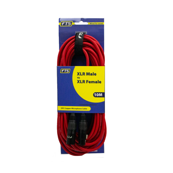 FTS 10m XLR Male -XLR Female Mic Cable [FTST-X009+TX012RED/10M]