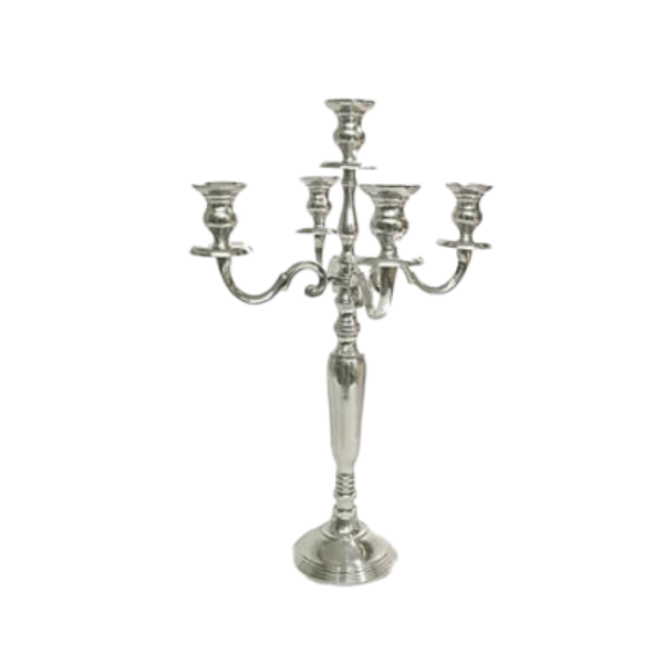 Silver Candelabra Candle Holder - 5 Arms (70 cm)