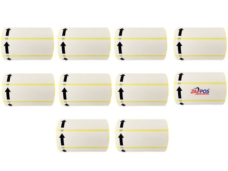 ZAPOS Thermal Label with Arrow Mark - White / Yellow - PACK OF 10