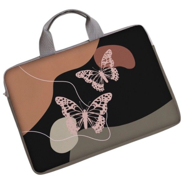 15.9 Inch - Portable Laptop Bag With Butterfly Pattern - Multi-Colour