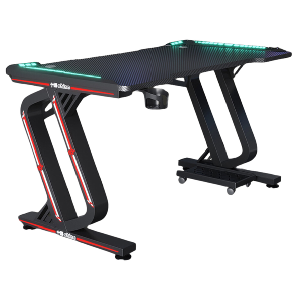 Carbon Fiber Ergonomic Design Gaming Desk with LED Lights