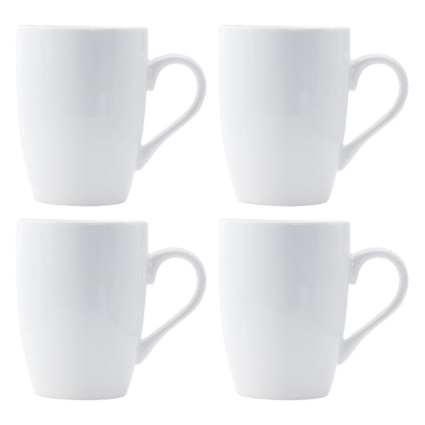 Regent White Bullet Shape Coffee Mug 4 Pack, 350ml