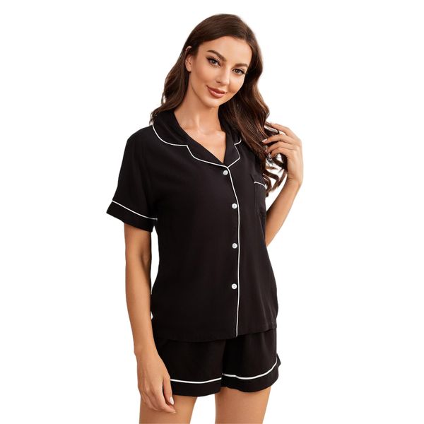 Women's Summer Pajamas Set - Striped Short Sleeve &amp; Shorts