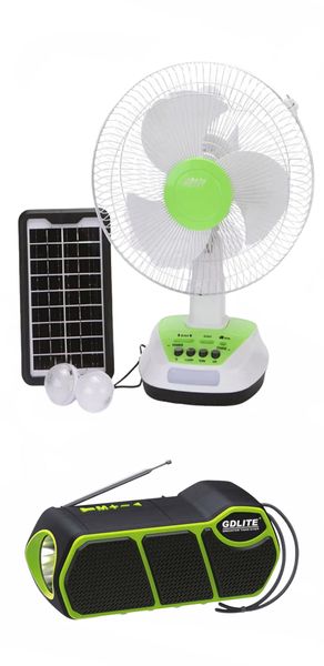 Solar Fan &amp; Solar MP3/USB Radio - Combo