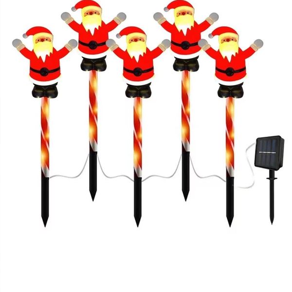 5-Pack Solar Christmas Garden Stake Lights,Outdoor Waterproof Santa Claus