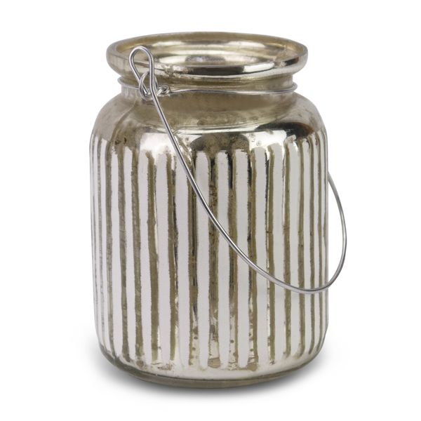 African Affair - Glass Votive Candle Holder - Silver