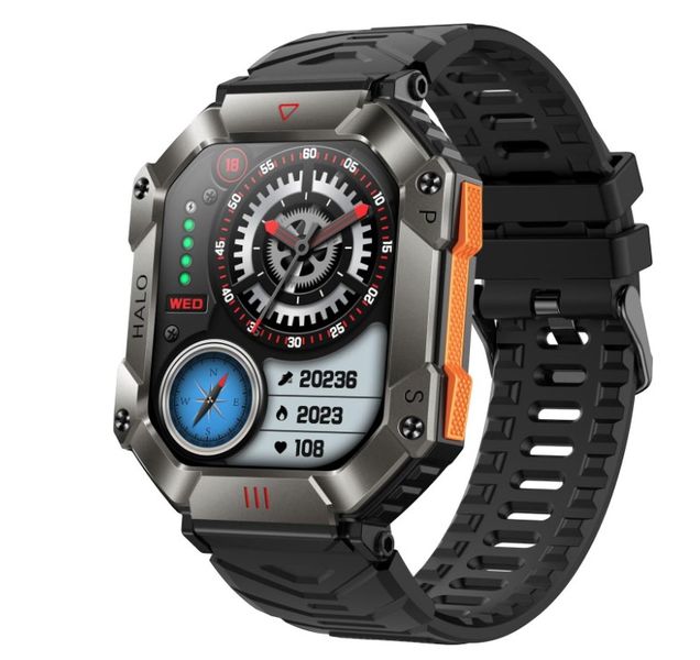 KR80 - IP68 Waterproof Luxury Smart Watch With 107 Sports Modes - Black
