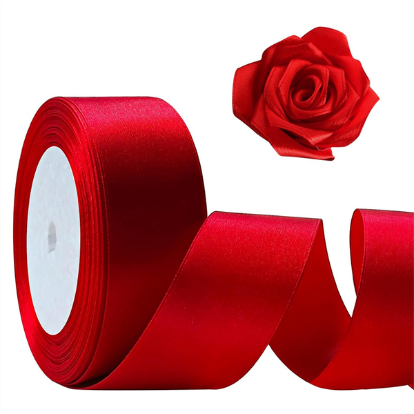 Red Ribbon 1 1/2Inch, Satin Craft Ribbon, Fabric Ribbon for Bouquets