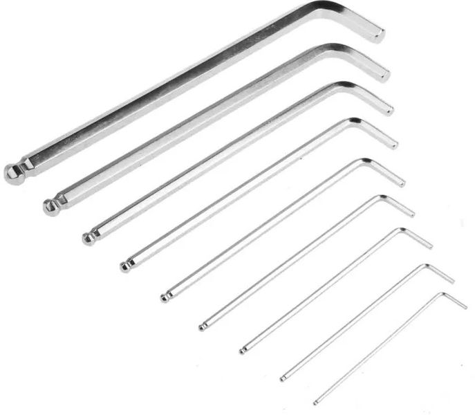 9 Piece L Shape Ball End Allen Hex Key Set 1.5mm-10mm Standard Size