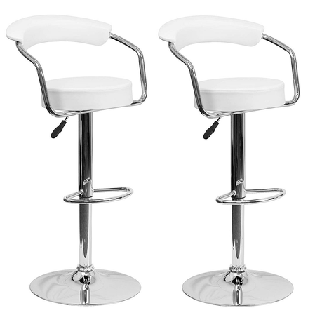 Bar Stools Kitchen Counter Chairs, 2 Pack White Bar Stools