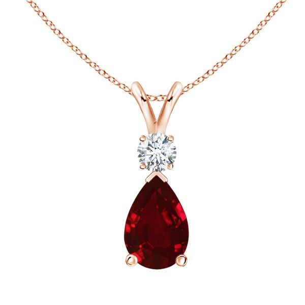 Stella Luna Teardrop Necklace with Swarovski Ruby Crystal Rosegold