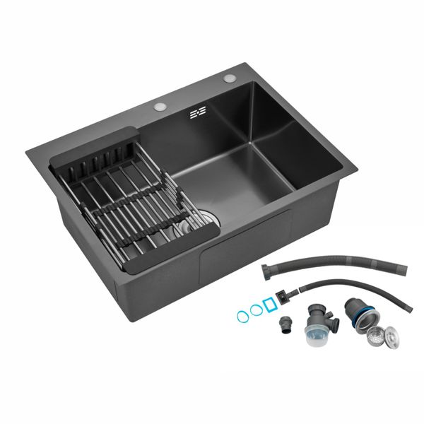 IFEEL Dark Grey Stainless Steel Single-Bowl Kitchen Sink