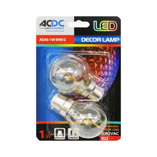 ACDC - 230Vac 1W G45 Warm White Led Lamp B22