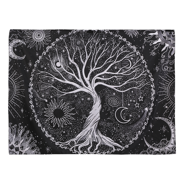 Tree Tapestry Moon And Sun Black Wall Hanging Tapestry Psychedelic