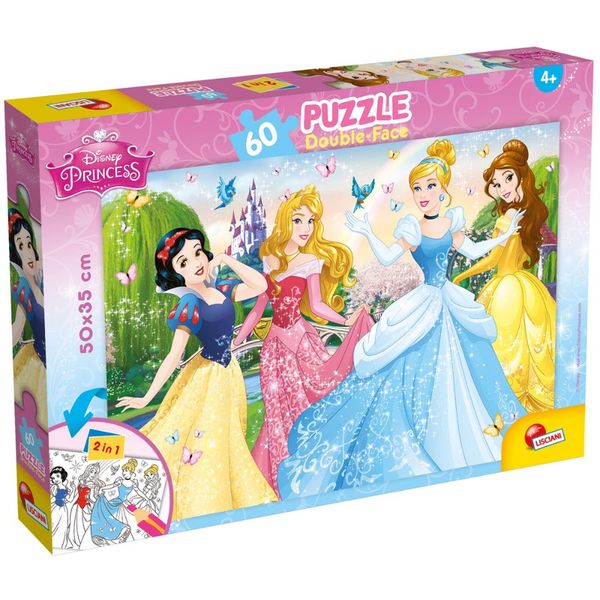 Lisciani 60 Piece Double Face Puzzle - Disney Princess: Colouring Fun!
