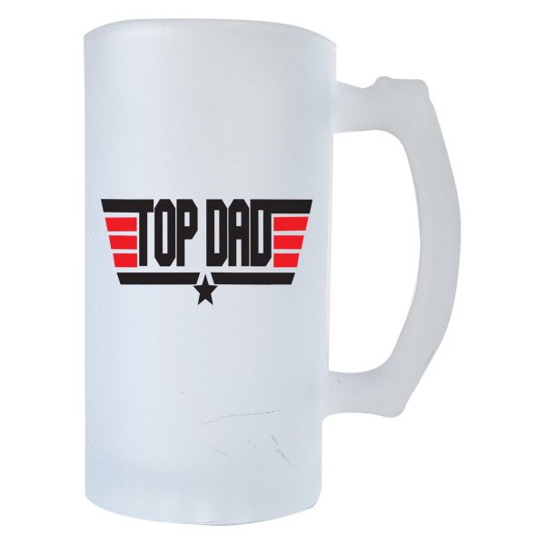 Printed Beer Mug Frosted - Top Dad