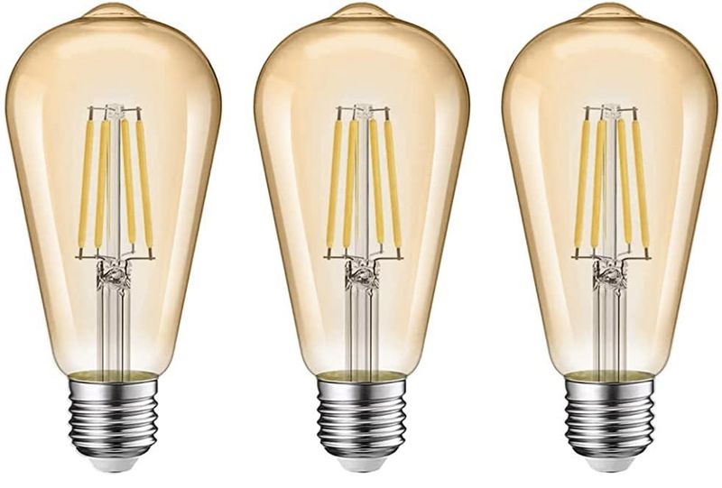 Pack of 3- ST64 4W Retro Warm White LED E27 Filament Bulb 64mm