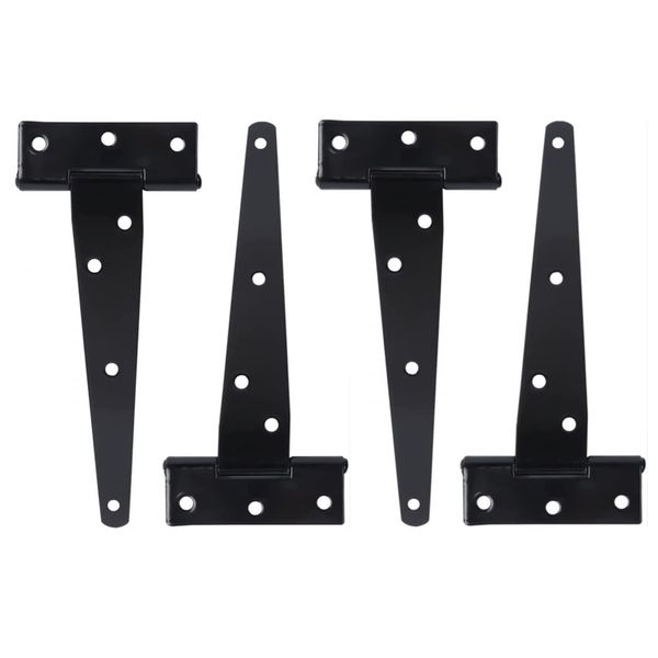Tool DIY Long Strong Black Rustproof Tee Hinge - Set of 4