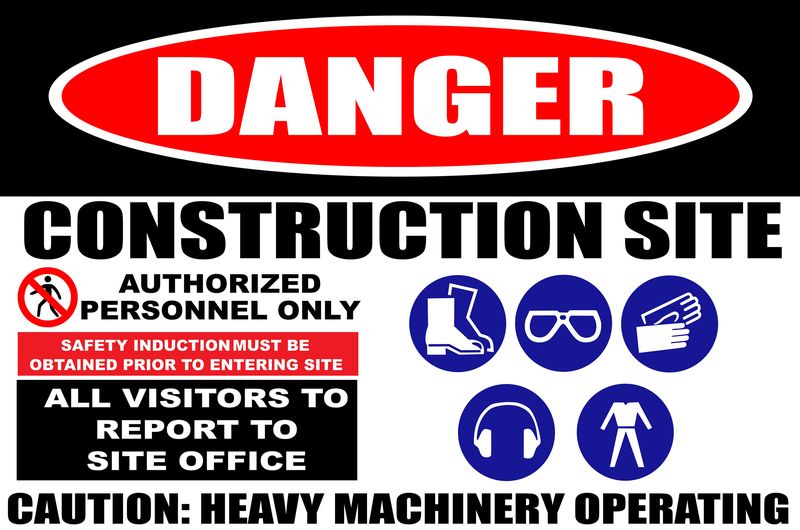Danger Construction Site Authorized Personnelonly40x60cm Sign - 2 Pack.