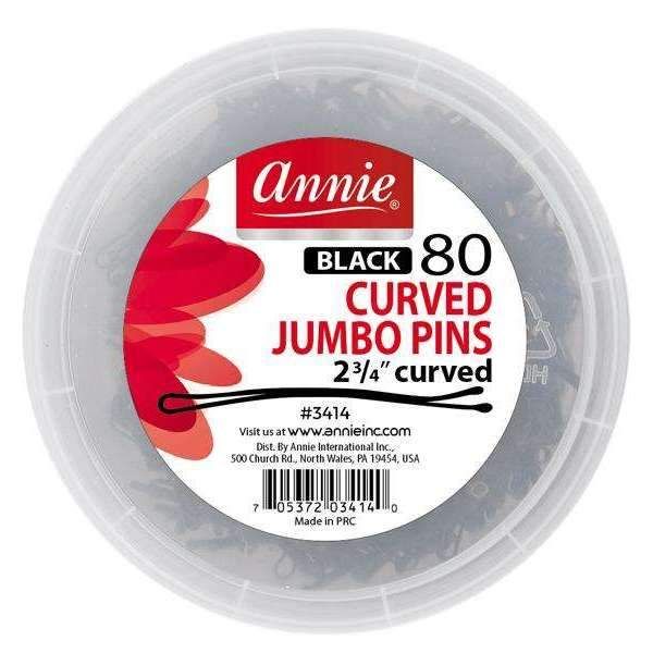 ANN03414 - Annie Curved Jumbo Pins 2 3/4In Black 80ct 4 Pack - 320 Piece