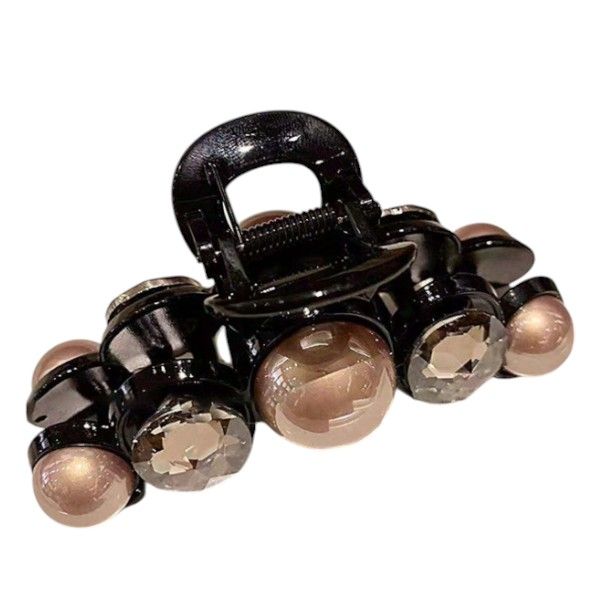 Elegant Faux Pearl &amp; Crystal Hair Claw Clip - Multicolor