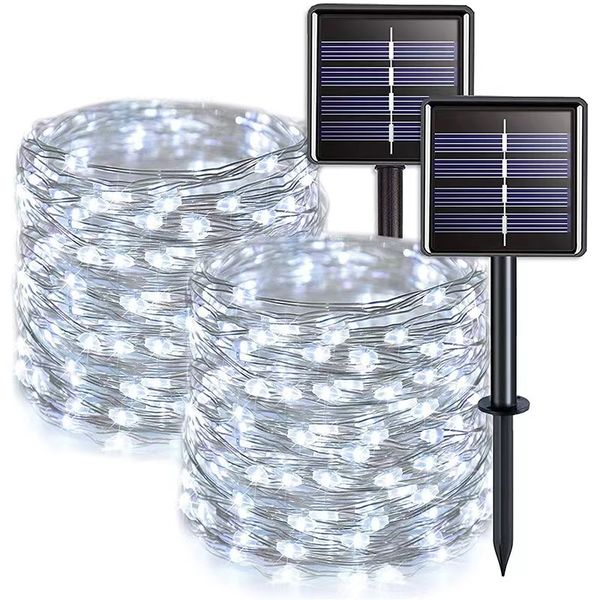 12m Solar Powered Fairy LED String Lights - 2 Pack