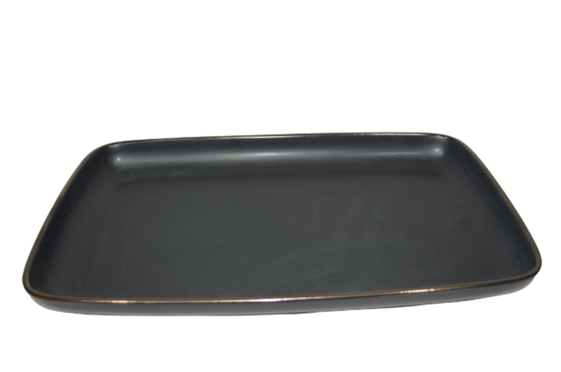 Platter 35x20x3cm Rectangular With Bronze Rim