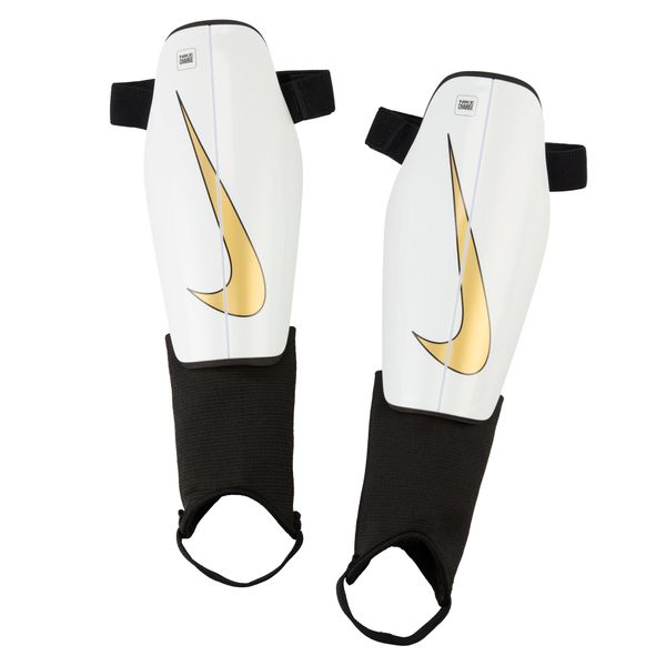Nike Charge Soccer Shin Guards - White/Black/Metallic Gold Coin
