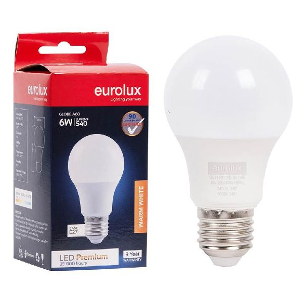 Eurolux - LED A60 Globe E27 6w 3000K