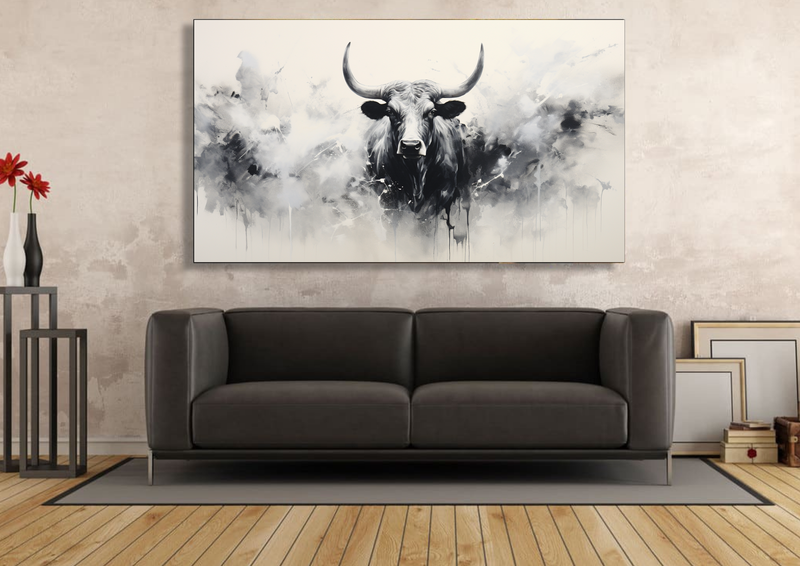 Canvas Wall Art - Bull Inkblot Impressions - HC1190