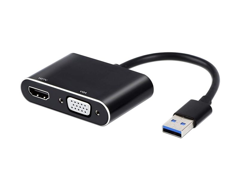USB to HDMI+VGA Adapter Hub Compatible with Windows Laptop &amp; PC