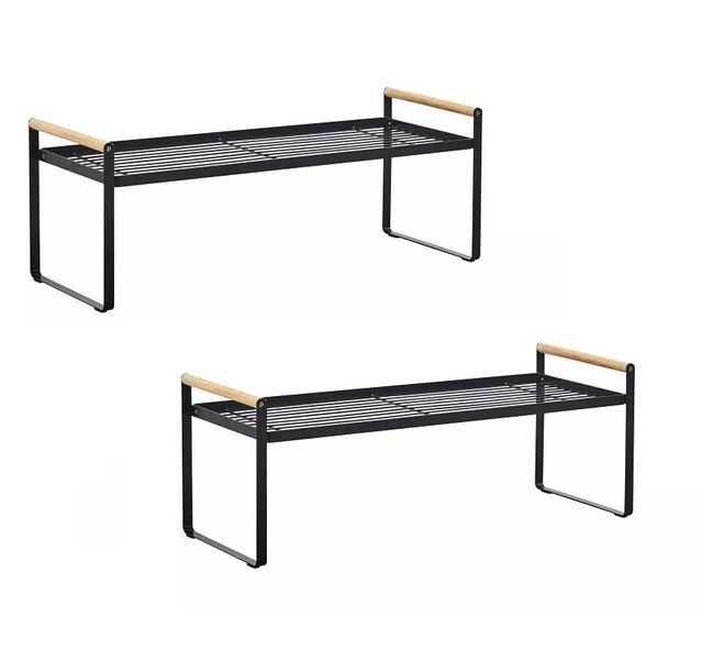 Kitchen Shelf Counter Pantry Storage Organizer Rack 50cm - Black - 2 Pack