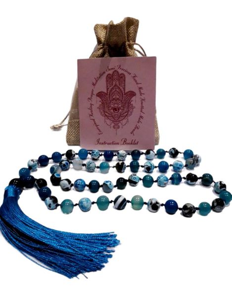 Hamsah - Blue Fire Agate 54 bead Mala Bracelet