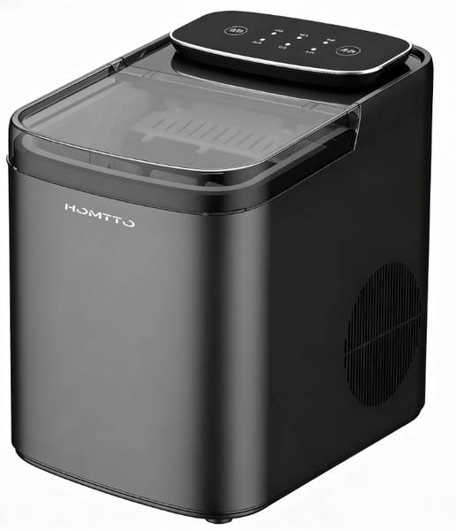 HOMTTO 16kg/24Hr Bullet Ice Maker -6- 9 Ice Pieces in 6 -10 Mins,1.2L,