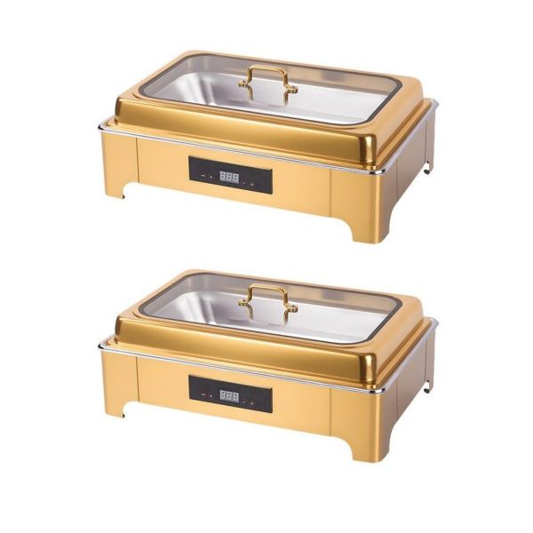 9L One-Pan Electric Heater Buffet Stove, Square Stainless Steel Set-2PCS