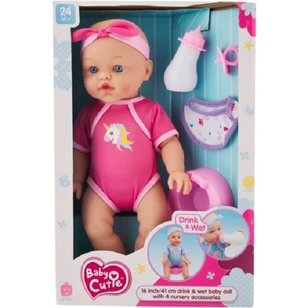 Baby Cutie Drink &amp; Wet Baby Doll Set 5 Piece