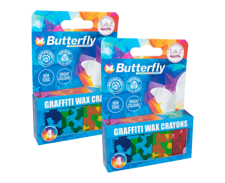 Butterfly Crayons - Wax (Pack Of 4) Graffiti X2