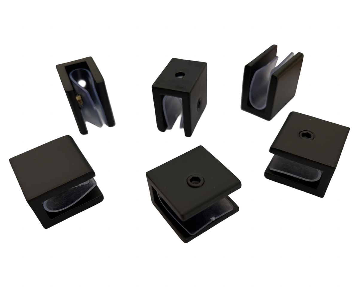 Black Powder Coated Stainless Steel Shower Glass Clamps non-drilling