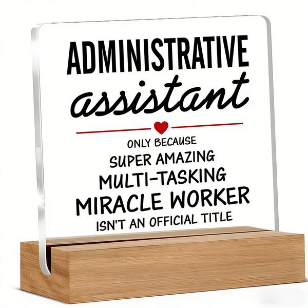 Secretary Appreciation Acrylic Sign, Admin Assistant Gift