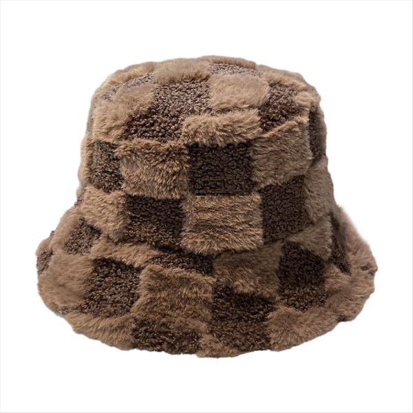 Plush Adjustable Bucket Furry Warm Fisherman Hat for Men Women-Brown