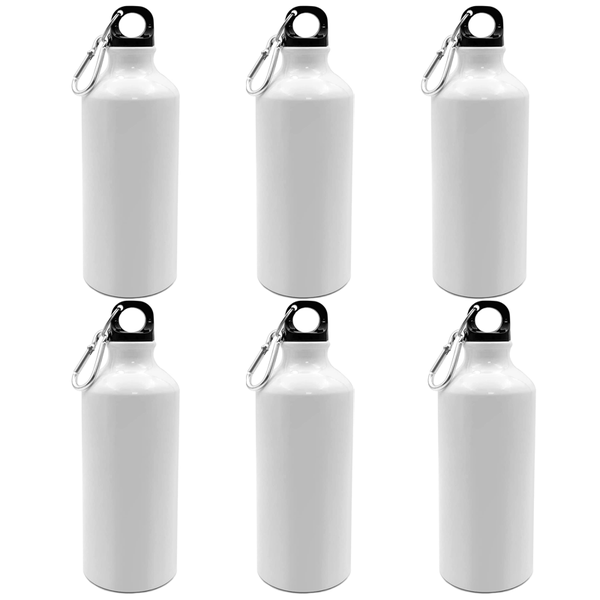 Sublimation White Aluminum Water Bottles - 500ml (6 Pack)