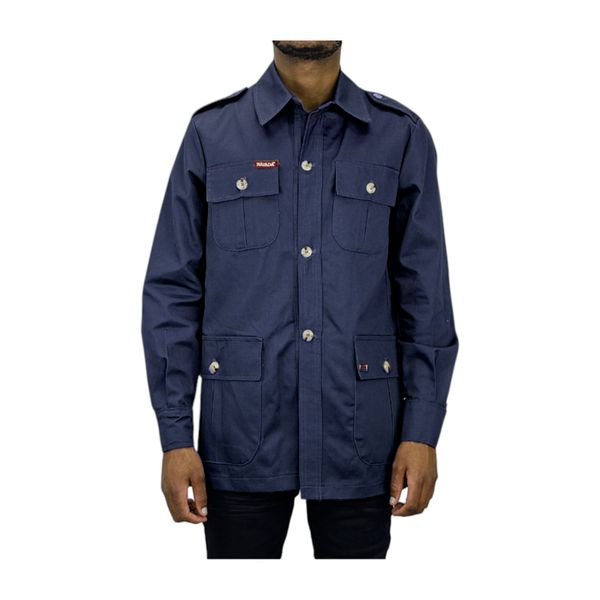 Navada - Button up Bush Jacket - Removable Faux Fur Inner - Navy