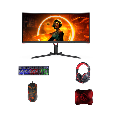 AOC 34 Free-Sync QHD Curved Gaming Monitor + CS 4-in-1 Gaming Combo, Shop  Today. Get it Tomorrow!