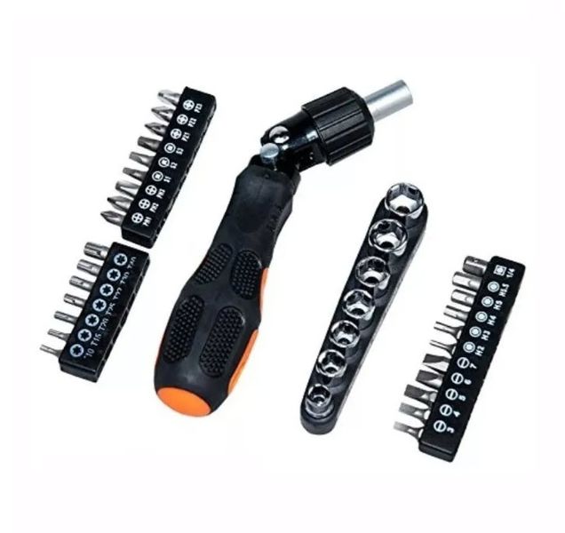 Chrome Flexible Ratchet Screwdriver Set With Tips JF94145