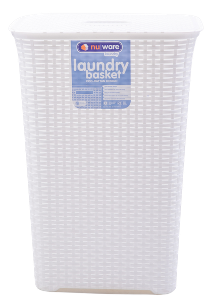 nuware Rattan Laundry Basket - White